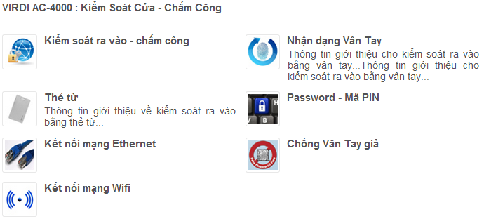 Máy chấm công vân tay cao cấp Virdi AC4000