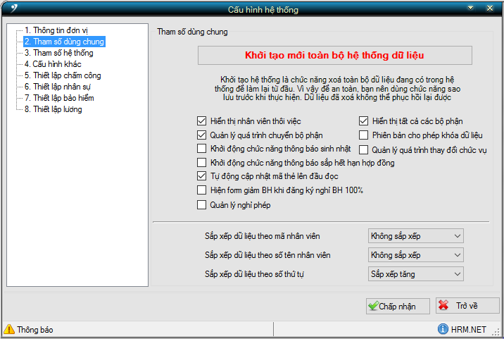 Hướng dẫn thiết lập tham số hệ thống trong HR-ERP