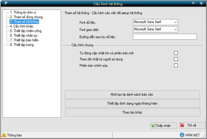 Hướng dẫn thiết lập tham số hệ thống trong HR-ERP