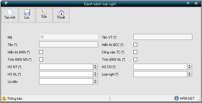 Khai báo lý do nghỉ trong phần mềm nhân sư HR-ERP