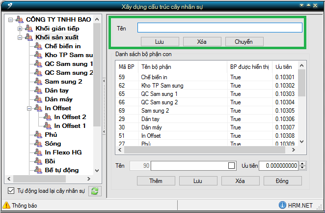 Xây dựng cấu trúc cây nhân sự