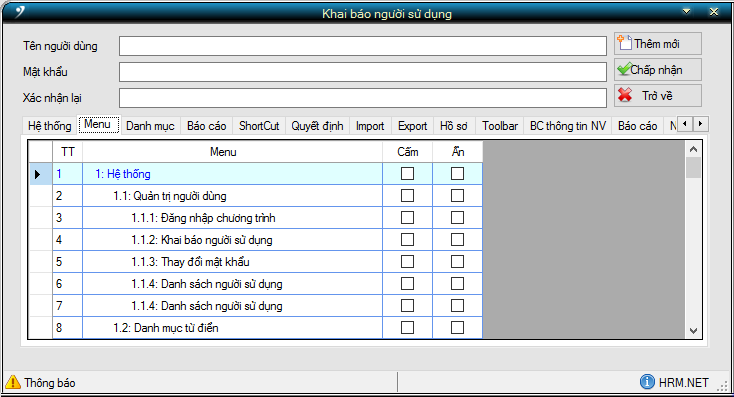 Hướng dẫn quản trị người dùng trong HR-ERP