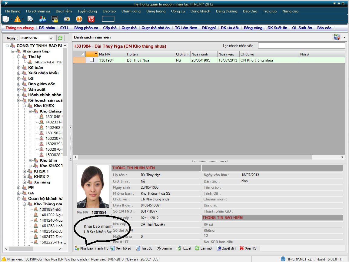 Khai báo nhân viên mới trong HR-ERP