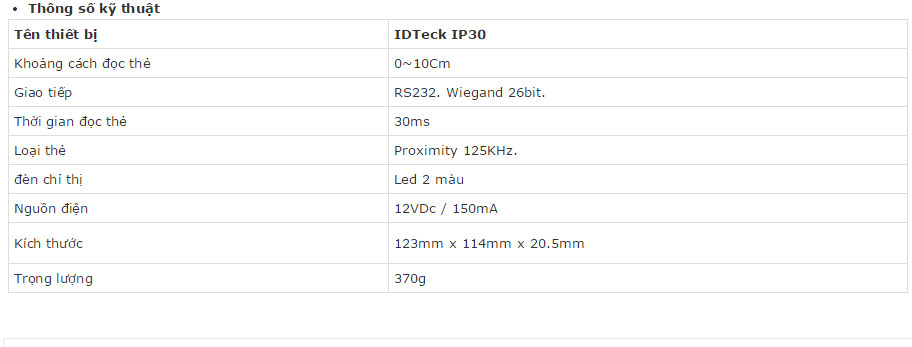 IDteck IP30 Đầu đọc thẻ cảm ứng sử dụng trọng kiểm soát thang máy